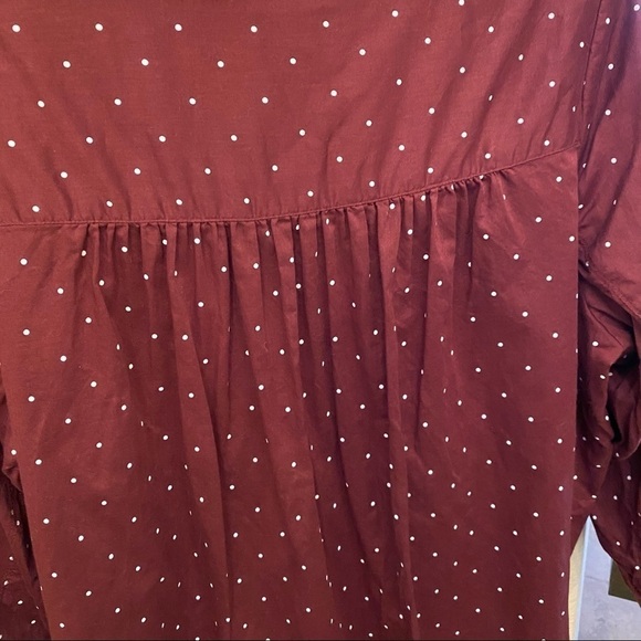 MADEWELL Women Burgundy Polka Dot 1/2 Buttoned Top Size Small - Picture 8 of 9